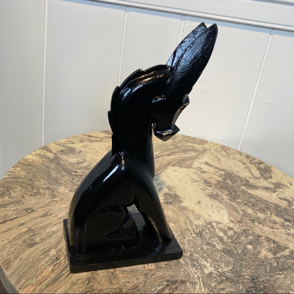 wood donkey sculpture